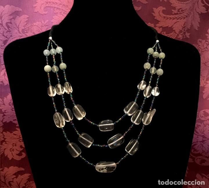 Joyeria: COLLAR DE CUARZOS BLANCOS Y JADE NATURALES - 64 GRAMOS. - Foto 1