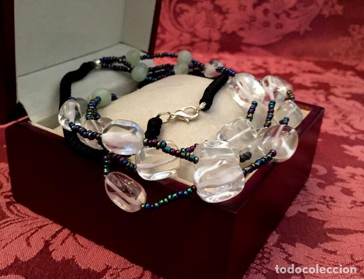 Joyeria: COLLAR DE CUARZOS BLANCOS Y JADE NATURALES - 64 GRAMOS. - Foto 2