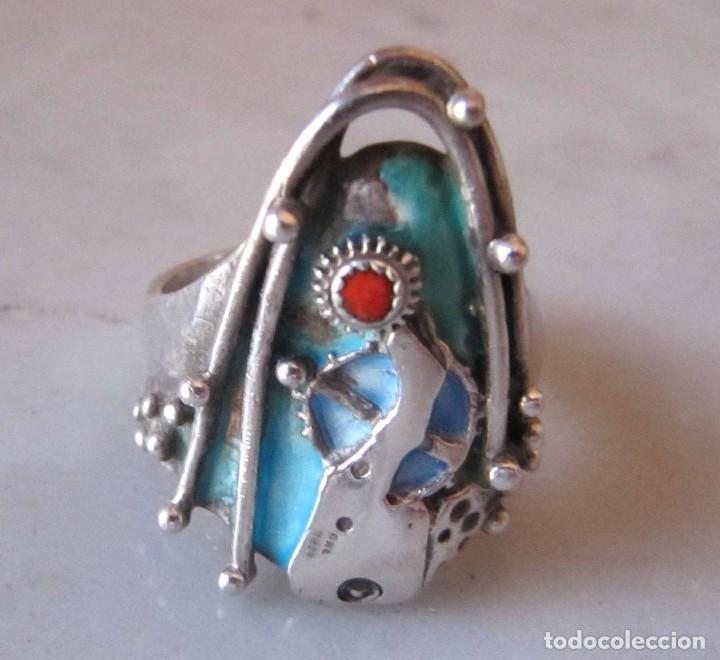 Joyeria: anillo sortija de dise&ntilde;o plata y esmaltes - Foto 2
