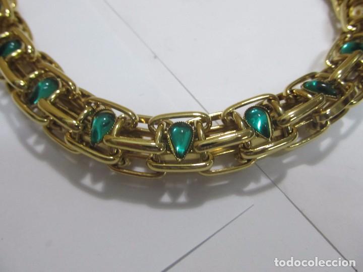 Joyeria: COLLAR CHAPADO EN ORO CON PIEDRAS VERDES - Foto 2