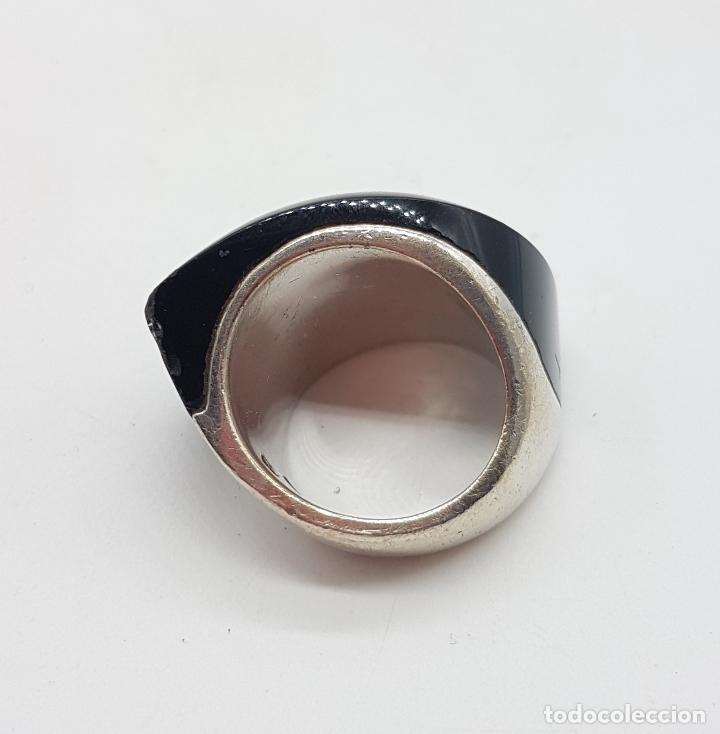 Joyeria: Sofisticado anillo en plata de ley contrastada y cabujon de onix negro aut&eacute;ntico . - Foto 6