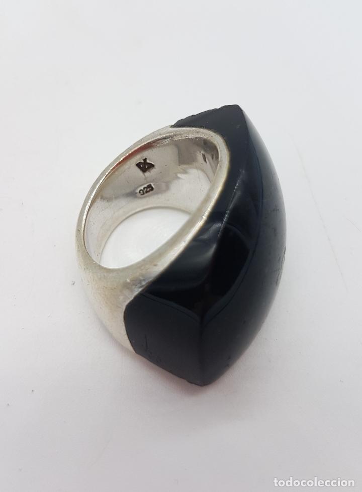 Joyeria: Sofisticado anillo en plata de ley contrastada y cabujon de onix negro aut&eacute;ntico . - Foto 7