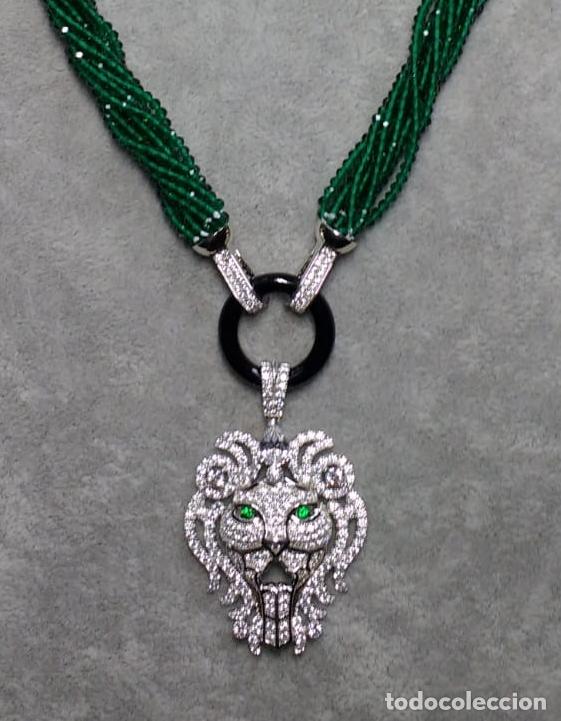 Joyeria: COLLAR DE ESMERAL Y CABEZA DE LEON EN PLATA. - Foto 3