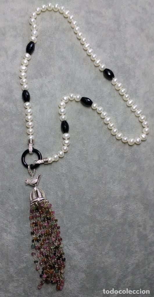 Joyeria: COLLAR DE PERLA Y BORLA DE TURMALINAS. - Foto 1