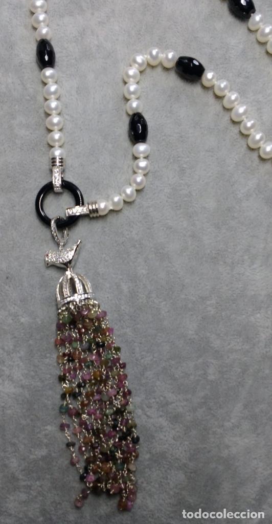 Joyeria: COLLAR DE PERLA Y BORLA DE TURMALINAS. - Foto 2