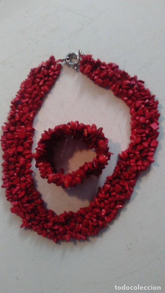 Joyeria: Conjunto de collar y pulsera de coral rojo - Foto 2