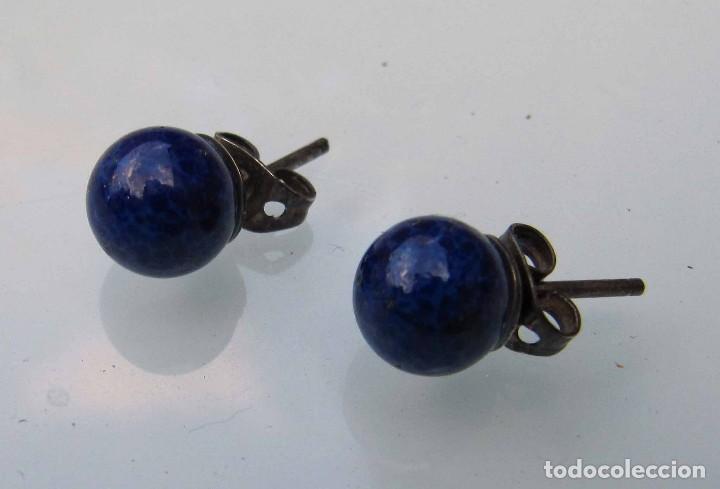 Joyeria: pendientes plata con bot&oacute;n de lapisl&aacute;zuli - Foto 1