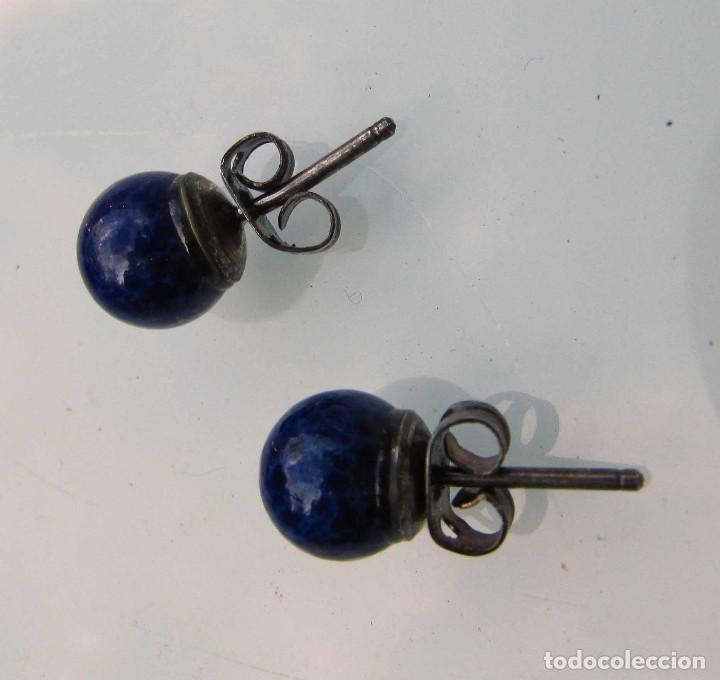 Joyeria: pendientes plata con bot&oacute;n de lapisl&aacute;zuli - Foto 2