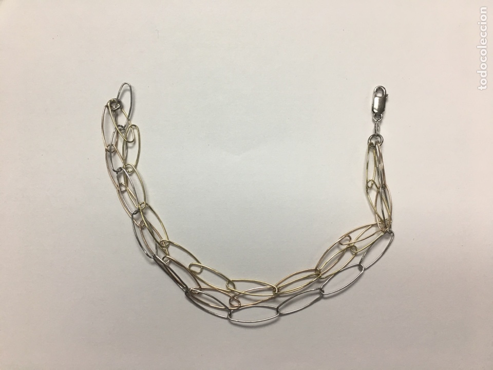 Jewelry: Pulsera de plata contrastada tricolor