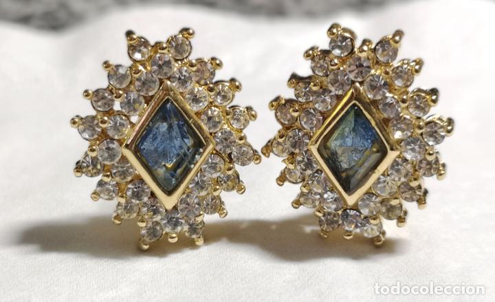 Jewelry: PENDIENTES VINTAGE. METAL DORADO Y CRISTAL. ESPA&Ntilde;A. A&Ntilde;OS 50
