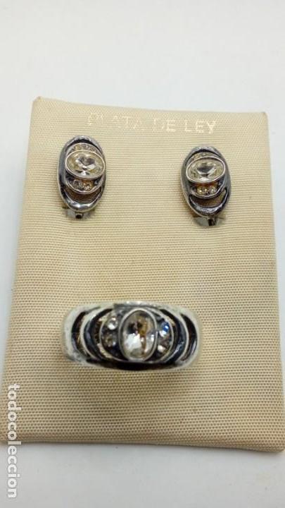 Joyeria: CONJUNTO DE ANILLO Y PENDIENTES PLATA CON CIRCONITAS - Foto 1