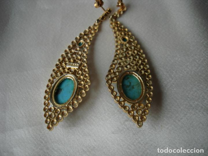 Joyeria: PENDIENTES DE PLATA CON ORO TURQUESAS Y CIRCONES - Foto 5