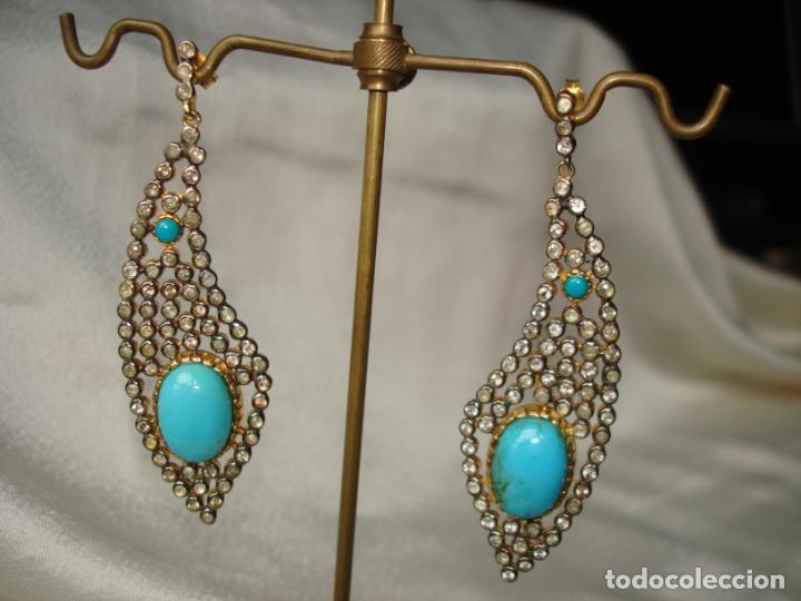 Joyeria: PENDIENTES DE PLATA CON ORO TURQUESAS Y CIRCONES - Foto 6