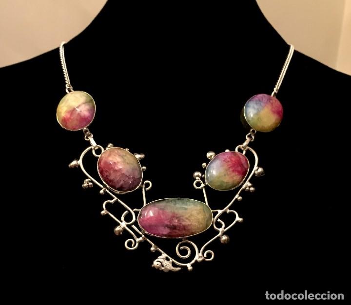 Joyeria: COLLAR - GARGANTILLA CON AGATAS MULTICOLOR - 46 GRAMOS. - Foto 1