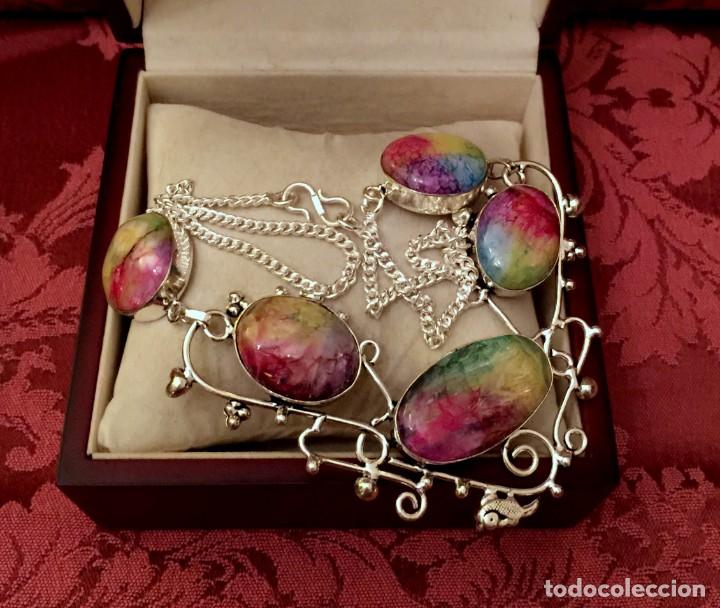 Joyeria: COLLAR - GARGANTILLA CON AGATAS MULTICOLOR - 46 GRAMOS. - Foto 2