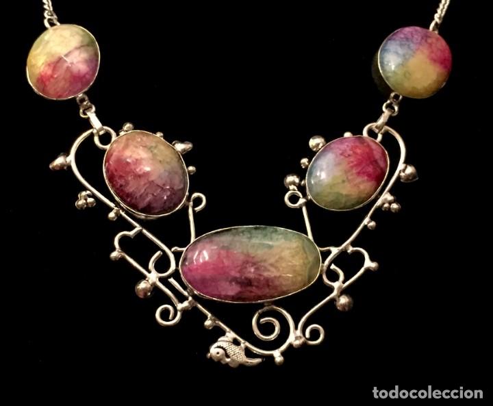 Joyeria: COLLAR - GARGANTILLA CON AGATAS MULTICOLOR - 46 GRAMOS. - Foto 3