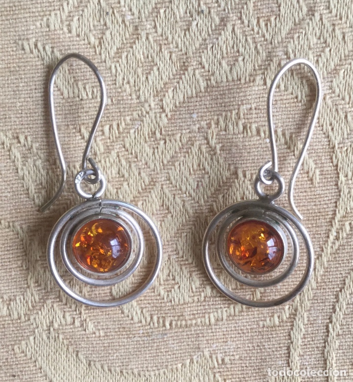 Joyeria: PENDIENTES DE PLATA CONTRASTADA Y &Aacute;MBAR DEL B&Aacute;LTICO - Foto 1