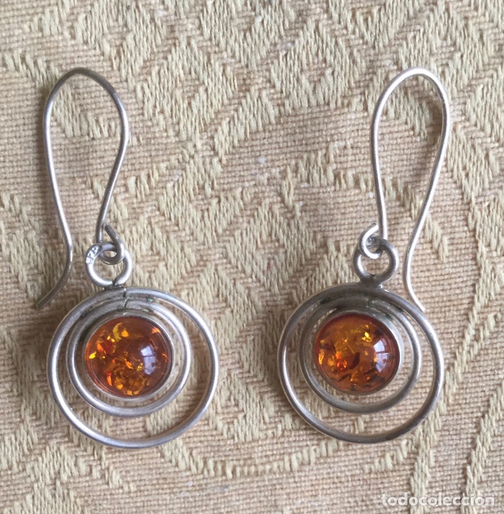 Joyeria: PENDIENTES DE PLATA CONTRASTADA Y &Aacute;MBAR DEL B&Aacute;LTICO - Foto 3