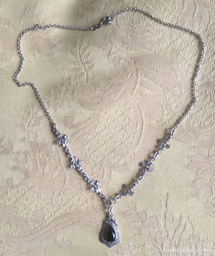 Joyeria: ANTIGUO COLLAR PLATA LABRADA Y CABUJ&Oacute;N DE AZABACHE - Foto 2