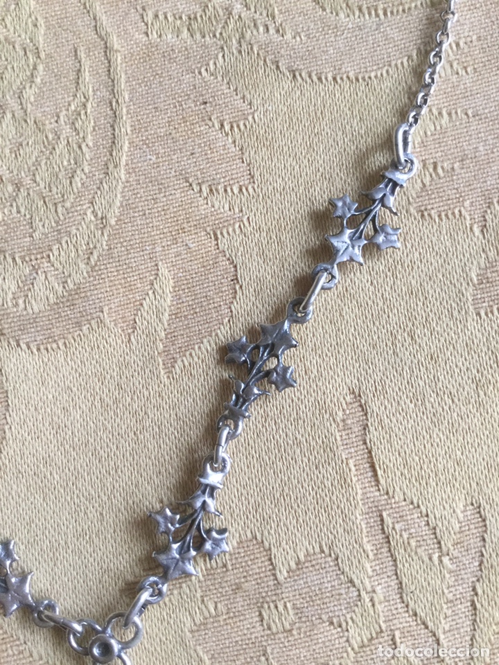 Joyeria: ANTIGUO COLLAR PLATA LABRADA Y CABUJ&Oacute;N DE AZABACHE - Foto 4