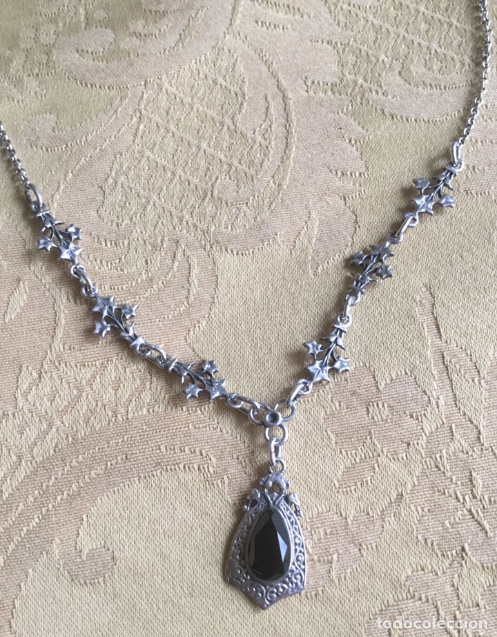 Joyeria: ANTIGUO COLLAR PLATA LABRADA Y CABUJ&Oacute;N DE AZABACHE - Foto 5