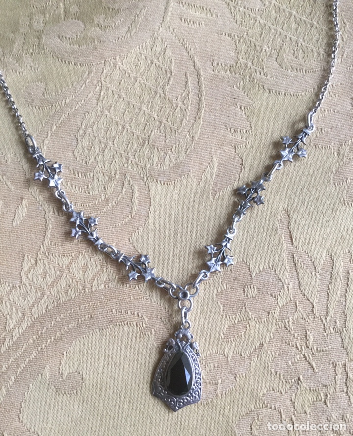 Joyeria: ANTIGUO COLLAR PLATA LABRADA Y CABUJ&Oacute;N DE AZABACHE - Foto 6