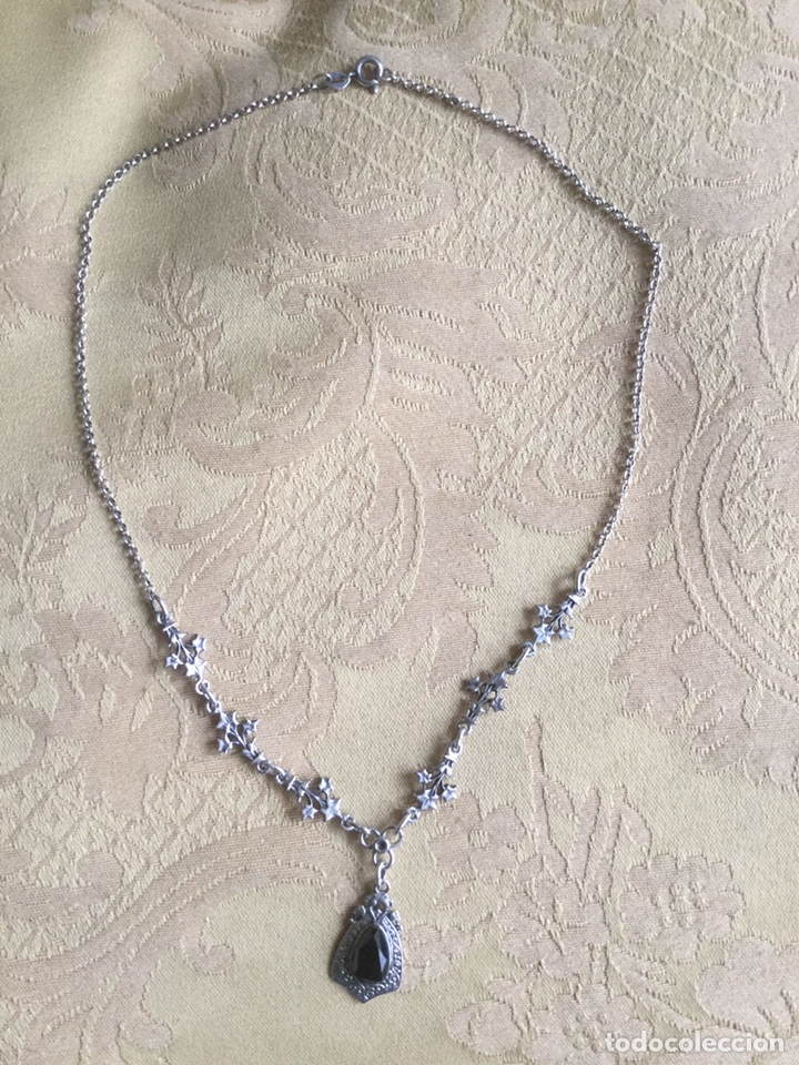 Joyeria: ANTIGUO COLLAR PLATA LABRADA Y CABUJ&Oacute;N DE AZABACHE - Foto 7