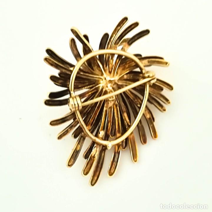 Broche Vintage Or 9 Kt Avec Perles Et Grenat - Occasion En Bon état - Fabriquée En Espagne