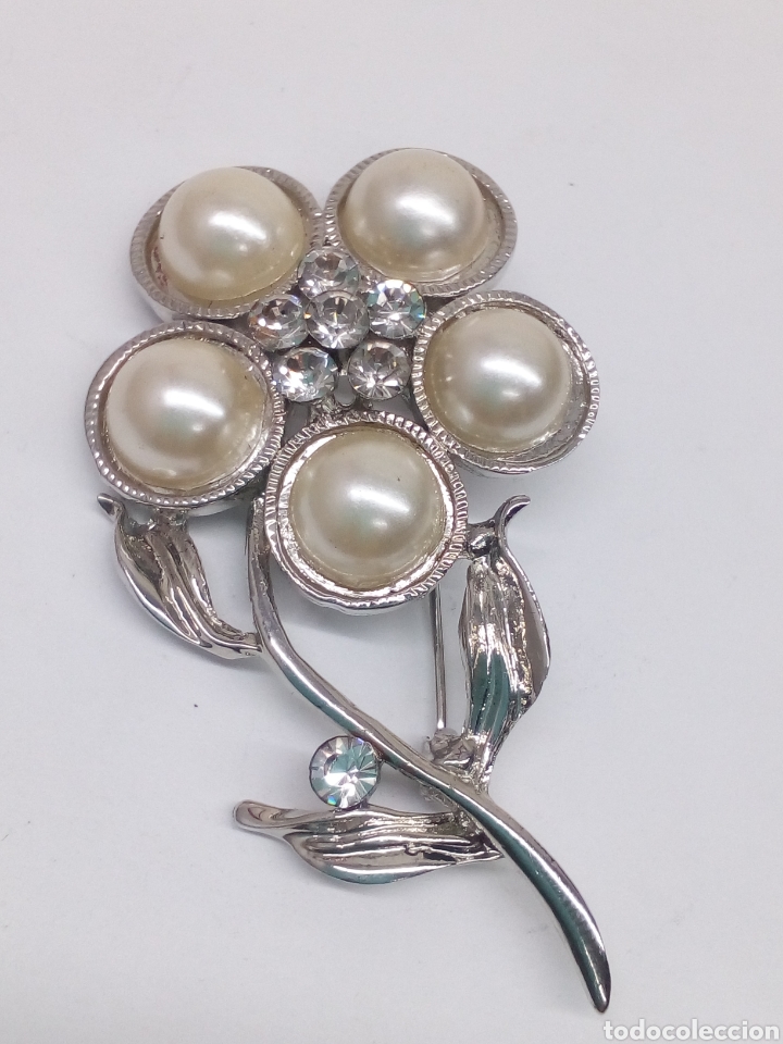 Joyeria: Broche rodiado con perlas y piedras /B35 - Foto 1