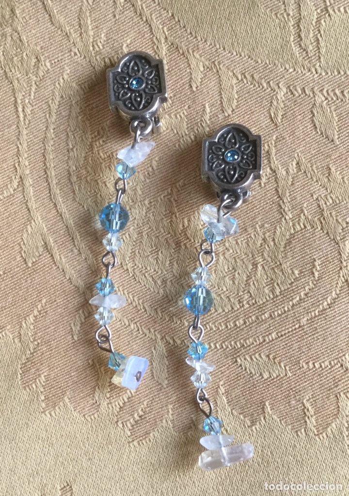 Joaillerie: PENDIENTES VINTAGE A&Ntilde;OS 80 CRISTALES AZULES