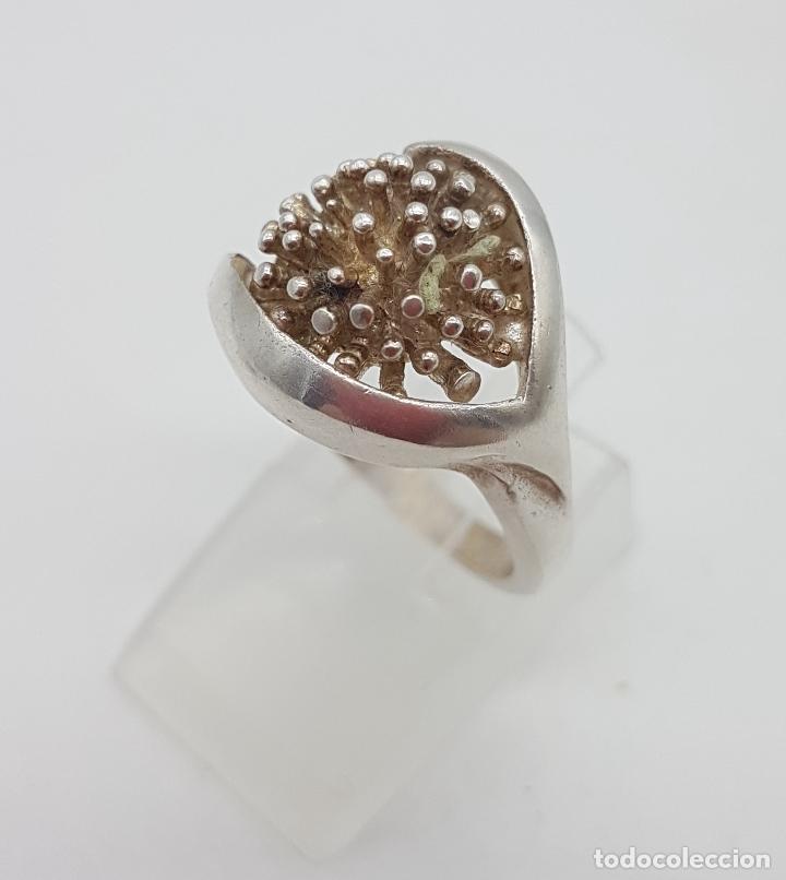 Joyeria: Anillo antiguo en plata de ley con forma de erizo de mar . - Foto 1