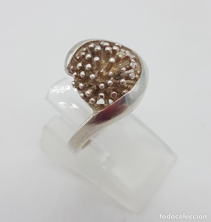 Joyeria: Anillo antiguo en plata de ley con forma de erizo de mar . - Foto 3