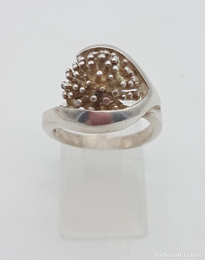 Joyeria: Anillo antiguo en plata de ley con forma de erizo de mar . - Foto 4