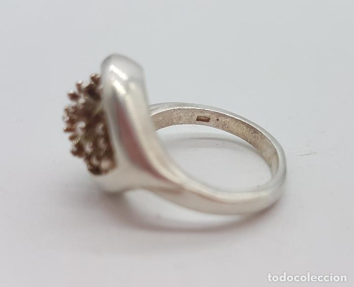 Joyeria: Anillo antiguo en plata de ley con forma de erizo de mar . - Foto 5