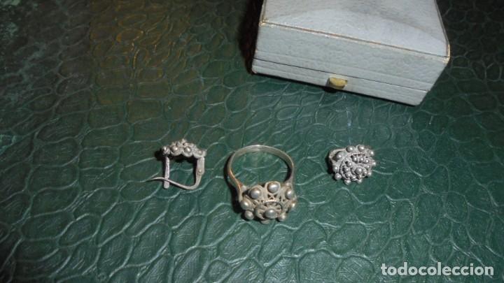 Joyeria: ANTIGUO JUEGO DE ANILLO Y PENDIENTES DE PLATA  - - Foto 2