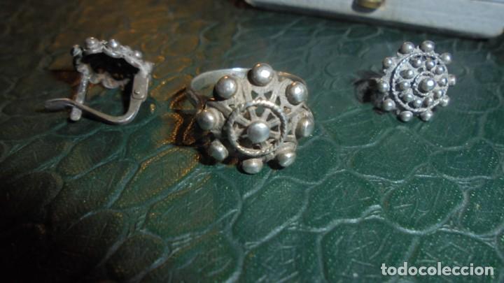Joyeria: ANTIGUO JUEGO DE ANILLO Y PENDIENTES DE PLATA  - - Foto 3