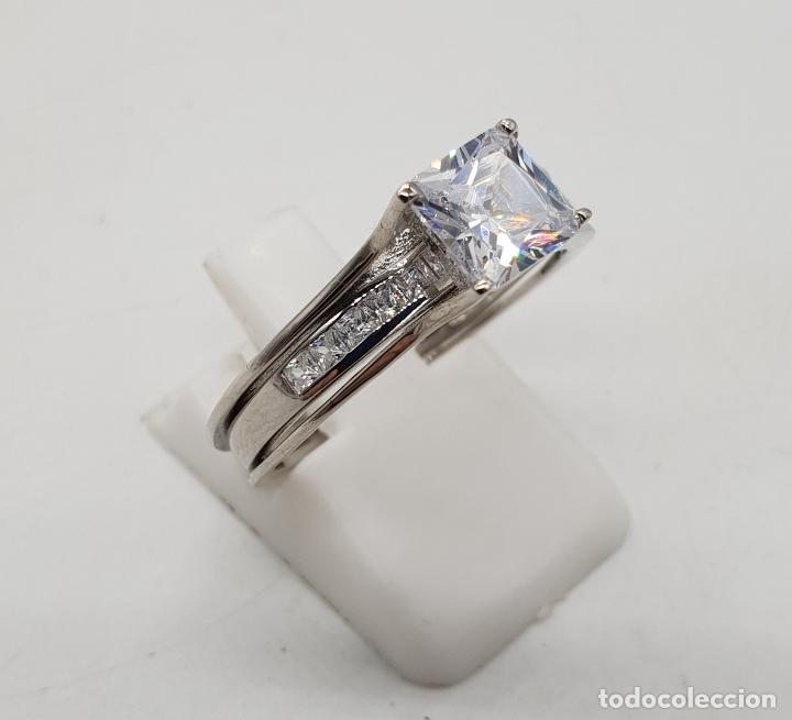 Joyeria: Bella sortija de compromiso dos en uno de plata de ley contrastada y circonitas . - Foto 4