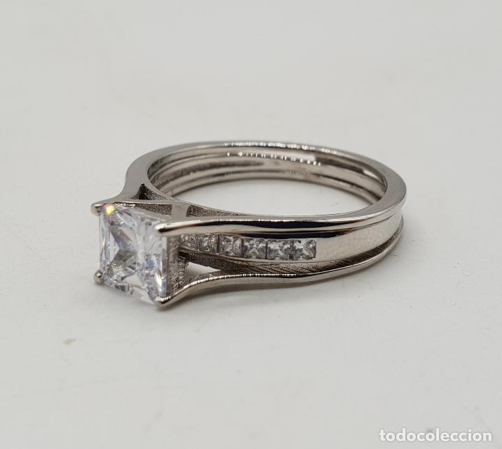 Joyeria: Bella sortija de compromiso dos en uno de plata de ley contrastada y circonitas . - Foto 5