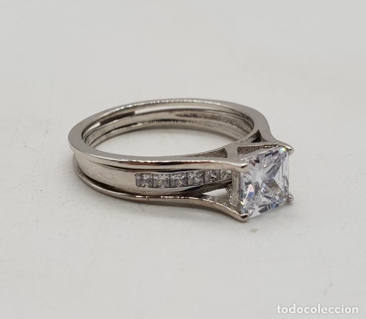 Joyeria: Bella sortija de compromiso dos en uno de plata de ley contrastada y circonitas . - Foto 6