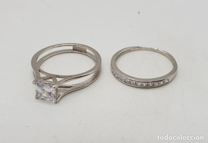 Joyeria: Bella sortija de compromiso dos en uno de plata de ley contrastada y circonitas . - Foto 7