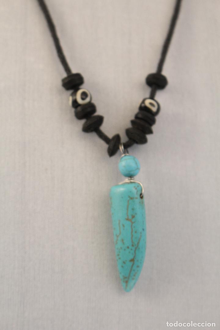 Joyeria: colgante turquesa y  cordon negro - Foto 1