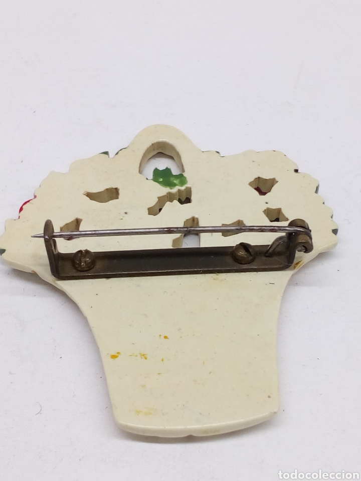 Joyeria: Broche cesta de flores de hueso - Foto 2