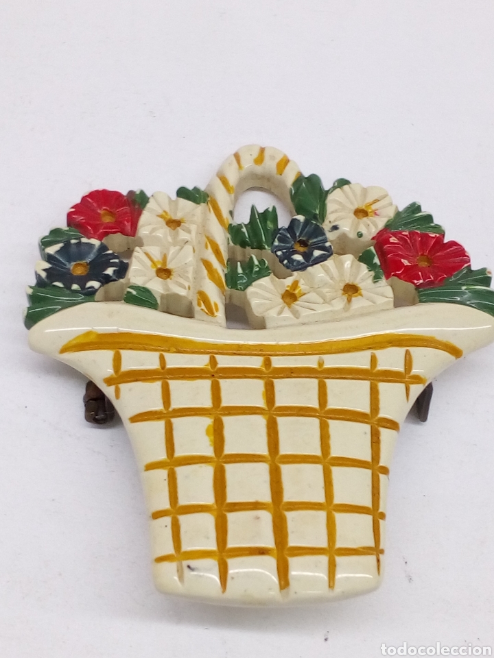Joyeria: Broche cesta de flores de hueso - Foto 3