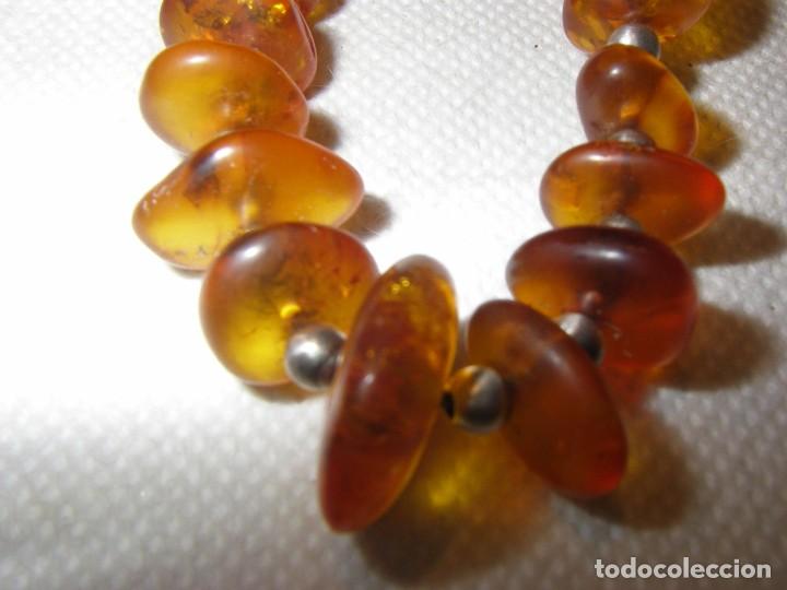 Joyeria: Collar de ambar y plata, 57 cm. - Foto 2