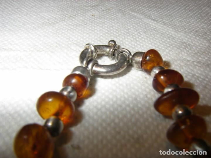 Joyeria: Collar de ambar y plata, 57 cm. - Foto 3