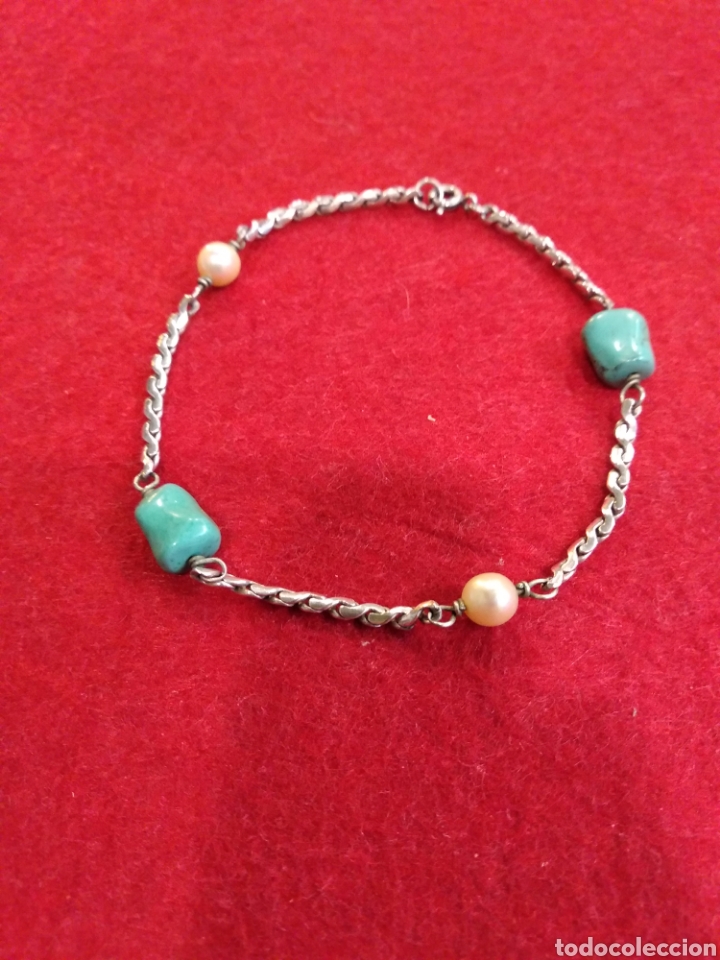 Joyeria: Pulsera de plata , turquesa y perlas - Foto 1