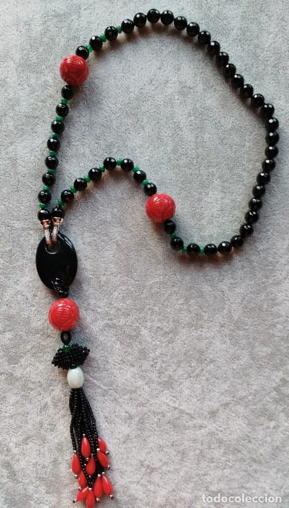 Joyeria: COLLAR DE &Oacute;NIX Y BOLAS DE CORAL LABRADO. - Foto 1