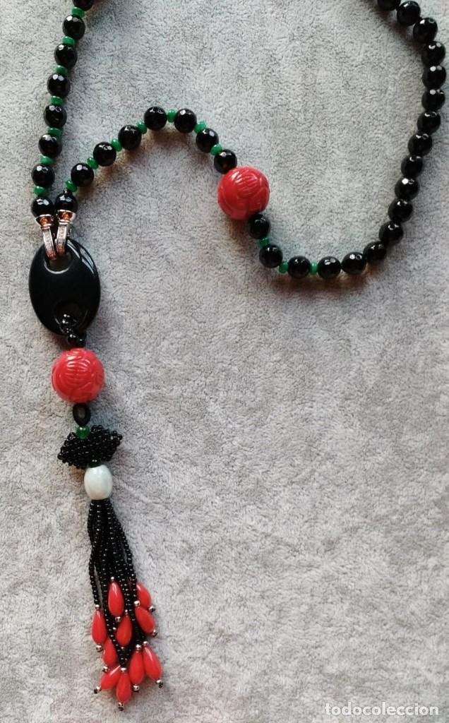 Joyeria: COLLAR DE &Oacute;NIX Y BOLAS DE CORAL LABRADO. - Foto 2