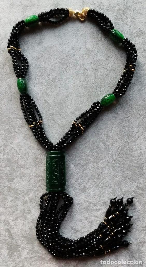 Joyeria: COLLAR DE &Oacute;NIX Y JADE CON PLATA. - Foto 1