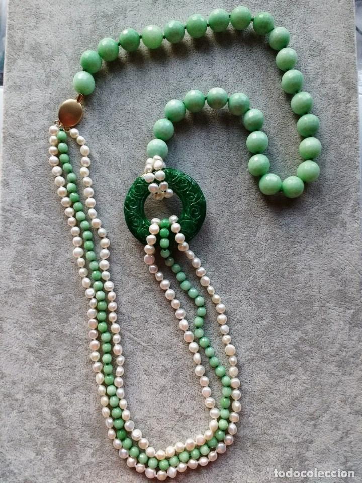 Joyeria: COLLAR LARGO DE PERLA Y JADE. - Foto 1